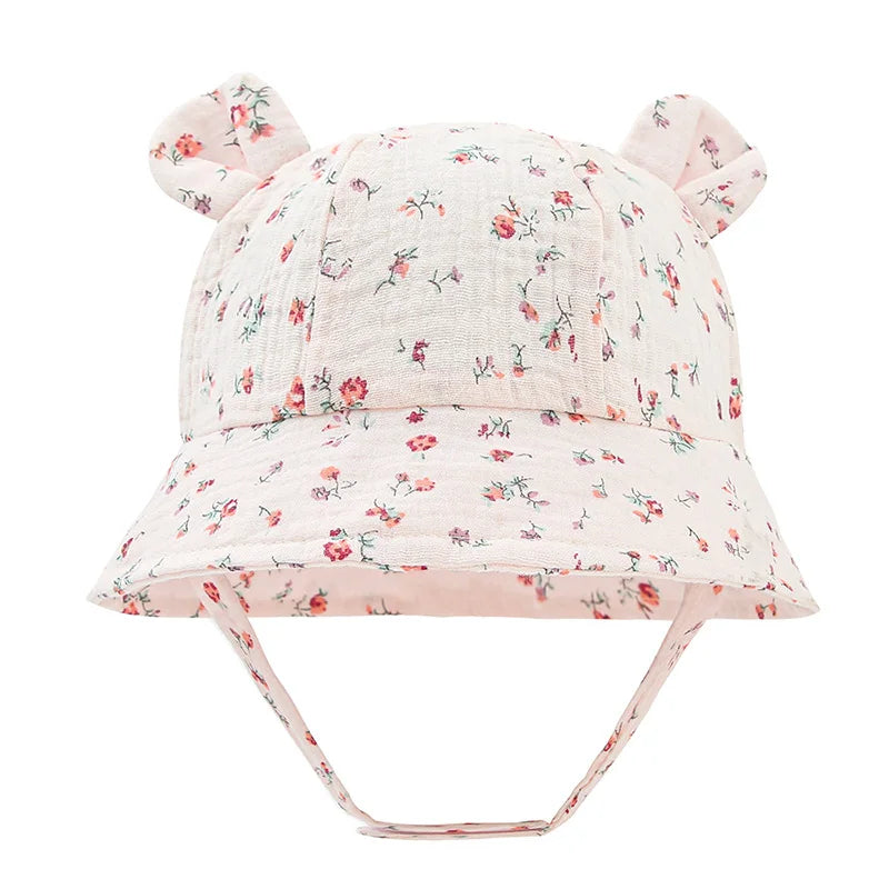 Muslin Baby Bucket Hats for Girls Boys Spring Fall Newborn Hat Cute Print Panama Fisherman Cap Outdoor Infant Caps 3-12 Months