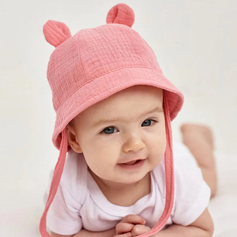 Muslin Baby Bucket Hats for Girls Boys Spring Fall Newborn Hat Cute Print Panama Fisherman Cap Outdoor Infant Caps 3-12 Months