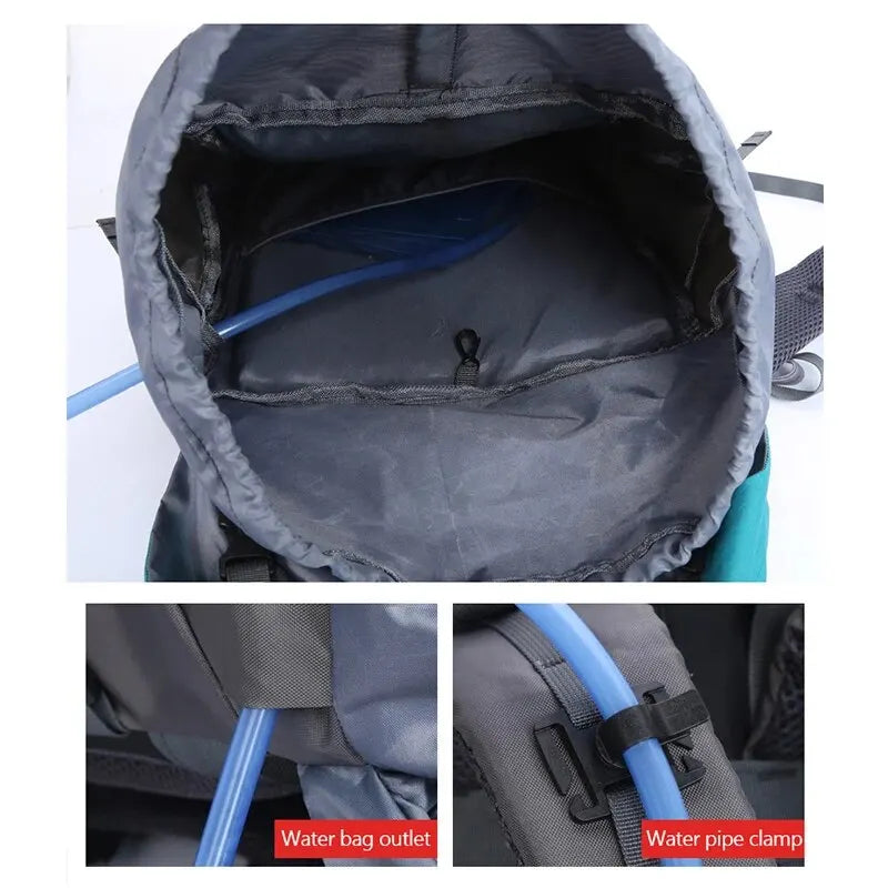 65L Camping Backpack Outdoor Bag Waterproof Nylon Bags With Rain Cover Hiking Trekking Luggage Men Women Climbing Travel Bag