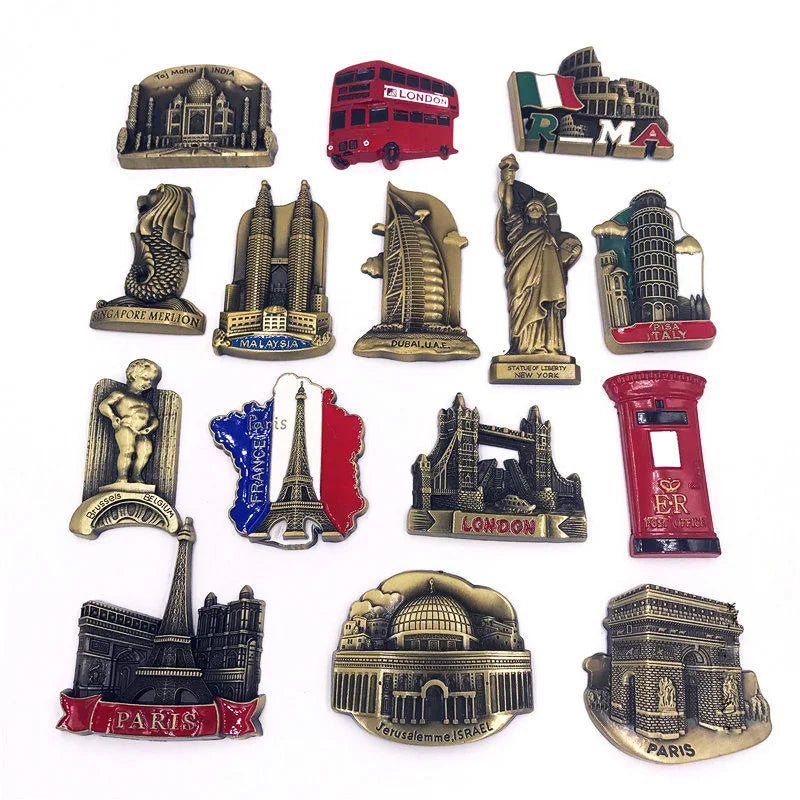 Metal 3d fridge magnets refrigerator pasted American eagle Jerusalem Israel London bus new york paris Souvenirs home decoration