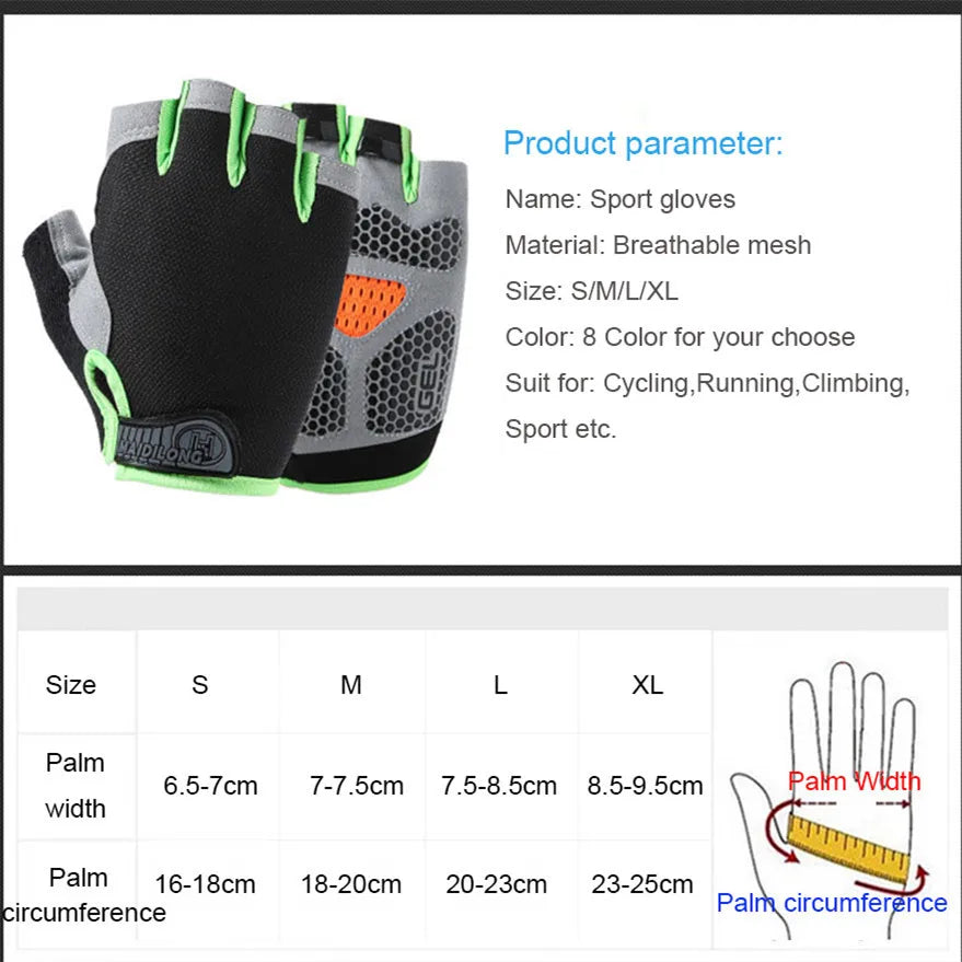 Gym Dumbbell Gloves for Men and Women - Non-Slip, Breathable Half-Finger Weightlifting and Exercise Gloves for Fitness and Cycling