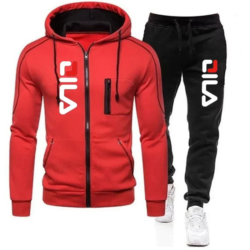 New Men's Zippered Jacket, Hooded Pullover, Sports Pants, Sports Casual Jogging Sportswear, 2-piece Set for Men's Street Wear