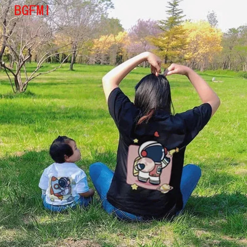 2-12y Summer Parent-child T-shirts Casual Children's Clothing Family matching Outfits Leisure Short Sleeve Top Look kids clothes