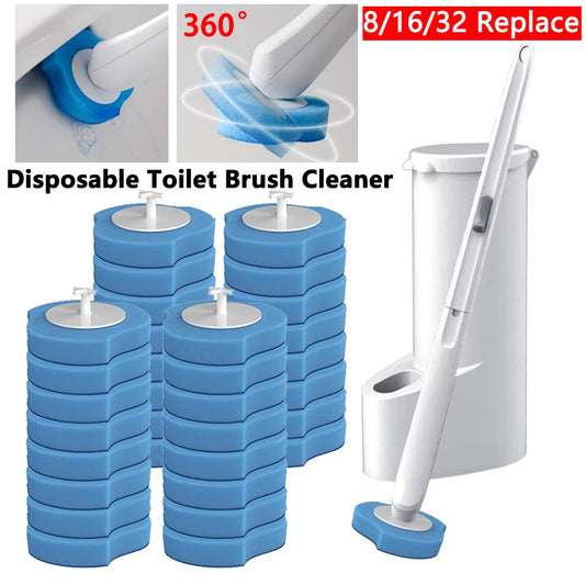 8-32PCS Disposable Toilet Bowl Brush Long Handle Cleaner Brush & Replacement Cleaning Heads Toilet Brush WC Toilet Accessories