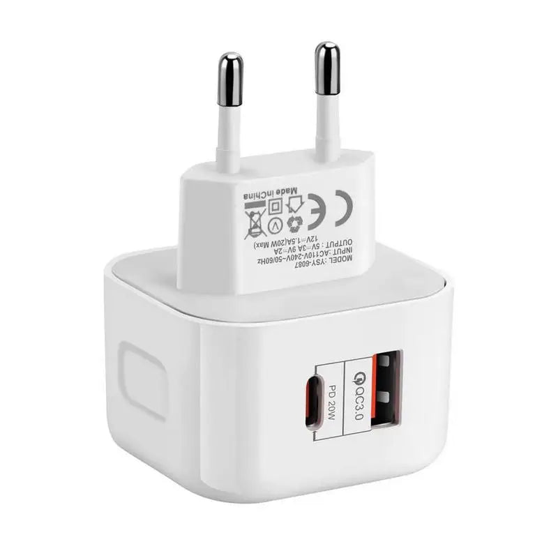 20W Charger Block 20W Two-Port Charger Block USB Fireproof Fast Charging Supplies Safe For Hotel Hostel Work Journey