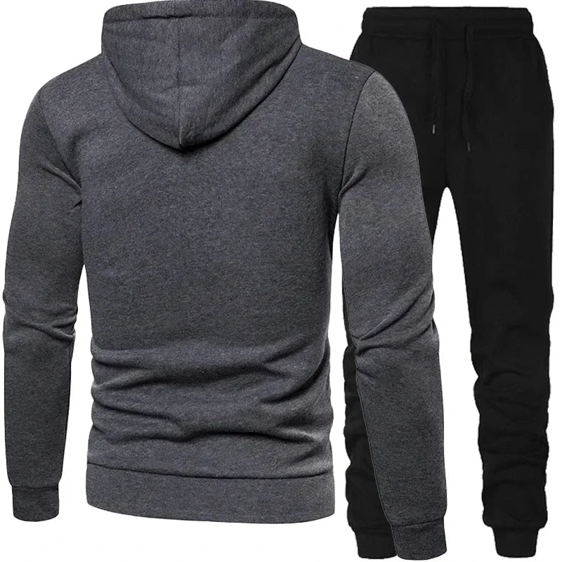 2024 New Men's Clothing Sweatshirt Suit Fall Winter Zipper Suit Hooded Sweater Pants Men's Tracksuit Cardigan Two Piece Set