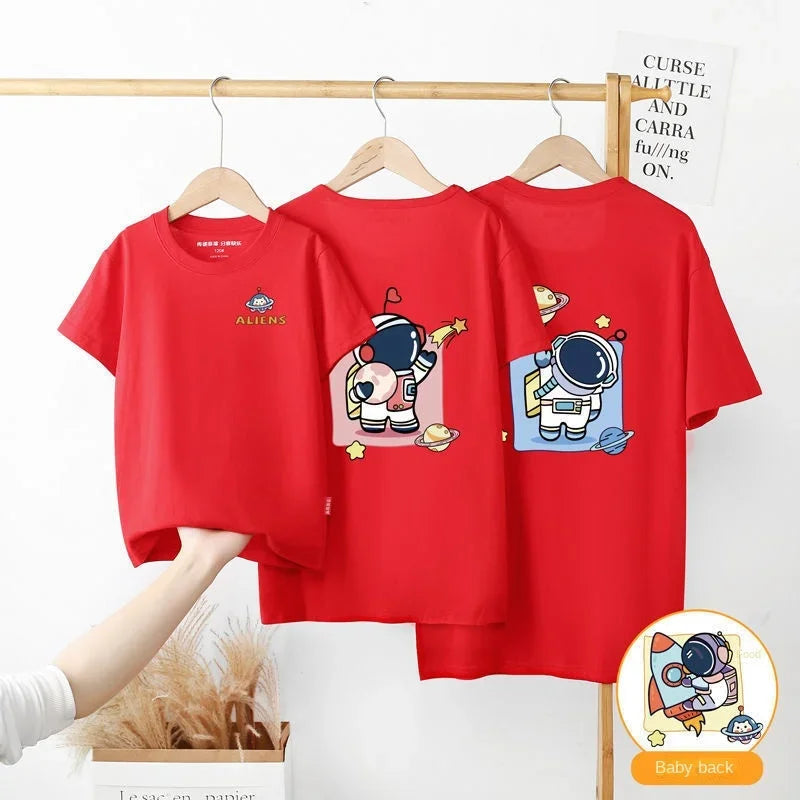 2-12y Summer Parent-child T-shirts Casual Children's Clothing Family matching Outfits Leisure Short Sleeve Top Look kids clothes