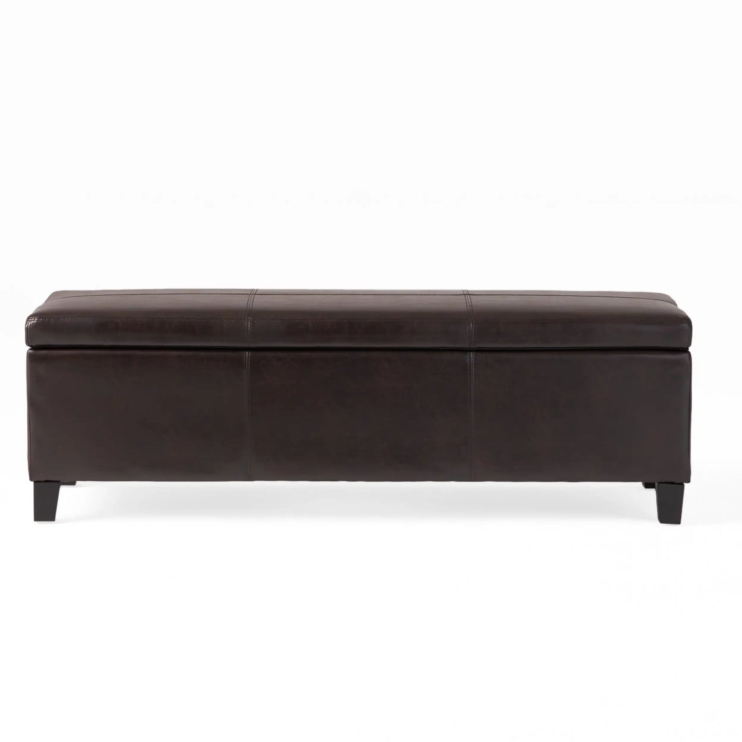 Franciscan Brown Faux Leather Storage Ottoman Multiple Material Options Hand-Crafted Details Solve Storage Problems