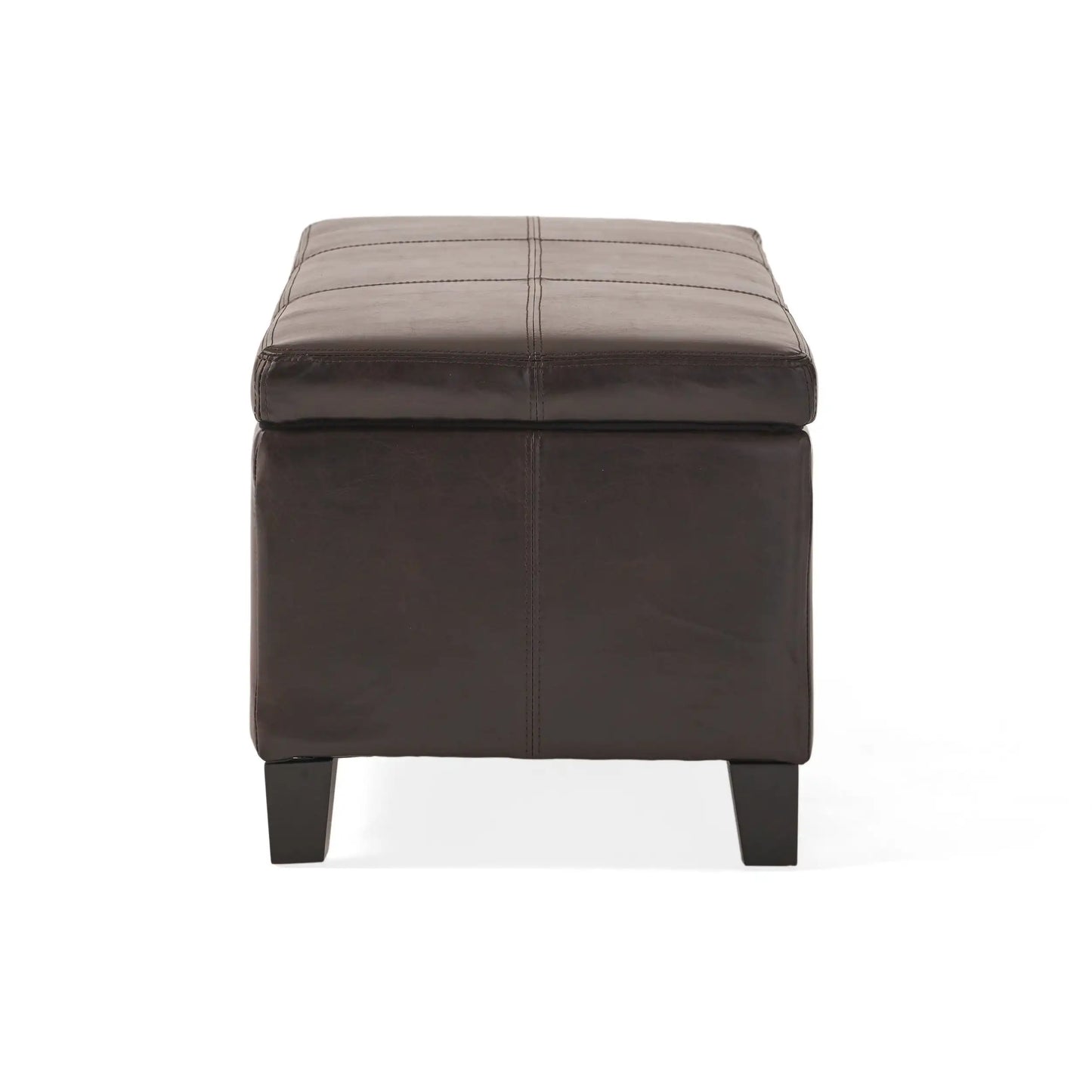 Franciscan Brown Faux Leather Storage Ottoman Multiple Material Options Hand-Crafted Details Solve Storage Problems