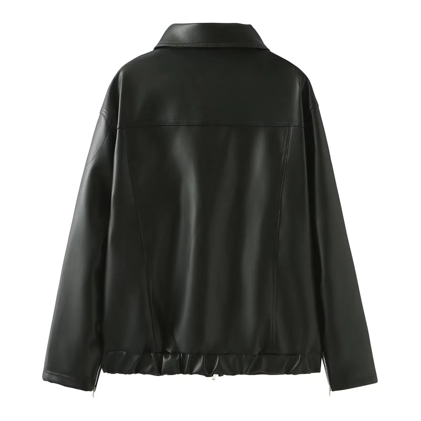 New women's sweet cool bow retro black leather jacket to show off your sexy figure