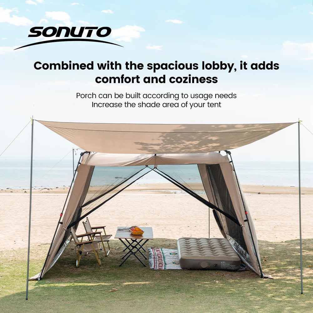 Sonuto Outdoor Canopy Tent Automatic Quick-Opening Aluminum Pole Camping Rainproof Beach Fishing Mosquito Net Sunshade Pergola