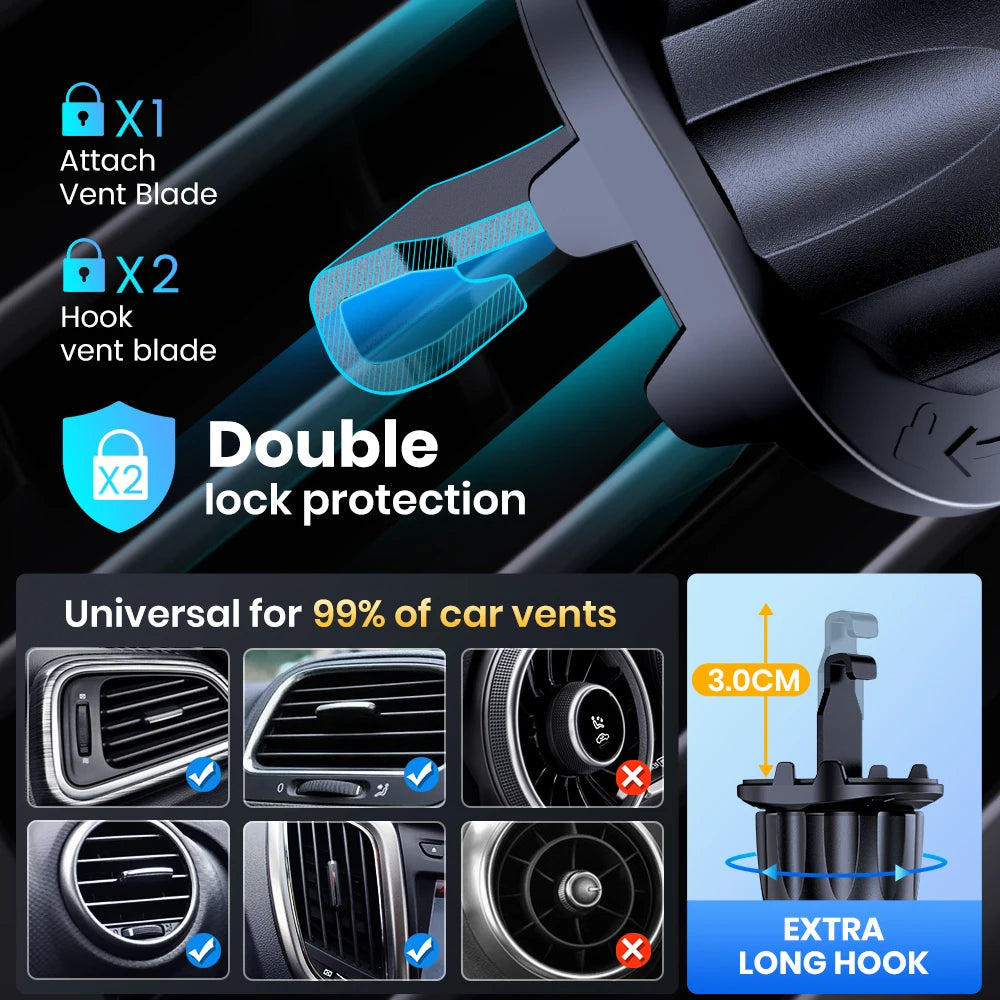 TOPK Car Phone Holder Mount Air Vent Cell Phone Holder for Car Hands Free Easy Clamp Cradle in Vehicle Fit All 4" to 7" Phone