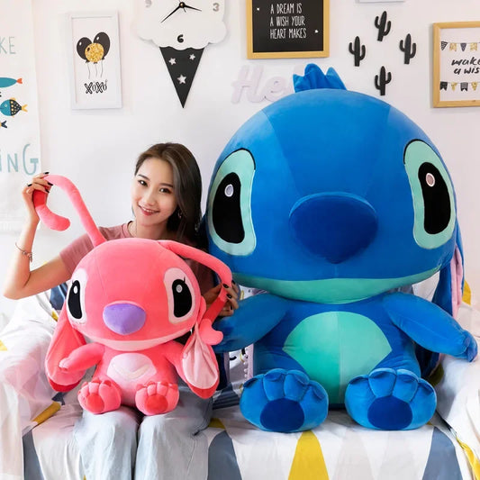 60cm Giant Disney Lilo & Stitch Couple Models Cartoon Stuffed Plush Anime Plushs Baby Toys Pendant Toy Kawaii Kids Birthday Gift