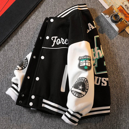 2024 Boys Baseball Jackets Kids Trends Print Letter Outerwear Teenager Fashion Spring Autumn Coat Casual Children Clothing